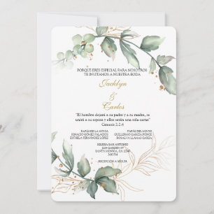 Greenery floral Spanish Wedding Invitation