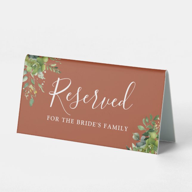 Greenery Floral Terracotta Wedding Reserved (Front)
