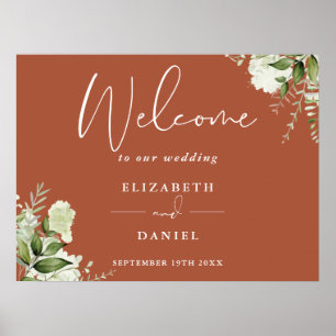 Greenery Floral Terracotta Wedding Welcome Sign