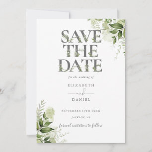 Greenery Floral Typography QR Code Wedding Save The Date