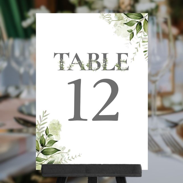 Greenery Floral Typography Table Number (Greenery Floral Typography Table Number)
