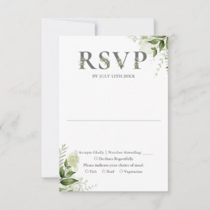 Greenery Floral Typography Wedding RSVP Card