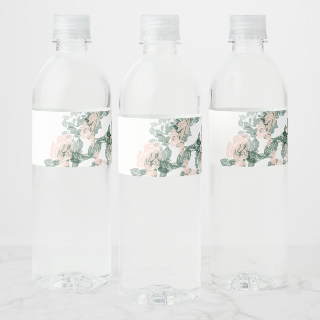 greenery floral water bottle label (Bottles)