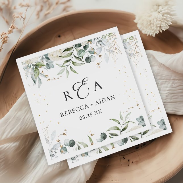 Greenery Floral Watercolor Wedding Napkin (Creator Uploaded)