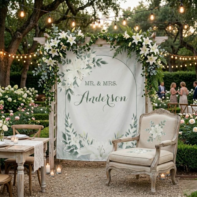 Greenery Floral Wedding Botanic Backdrop Tapestry (Creator Uploaded)