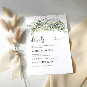Greenery Floral Wedding Ceremony Details Card