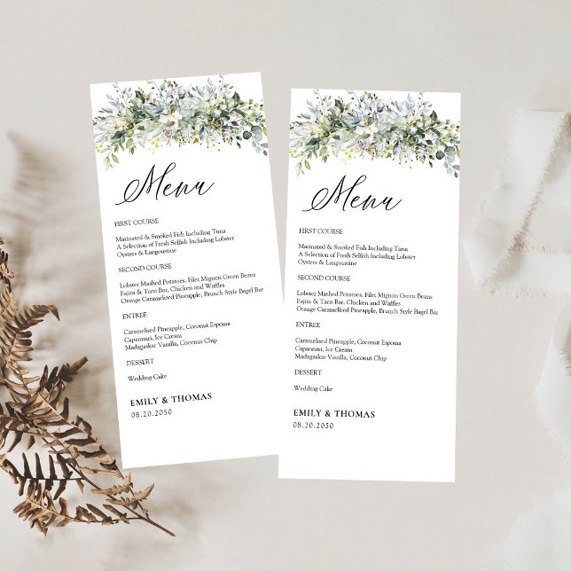 Greenery Floral Wedding Ceremony Menu (Creator Uploaded)