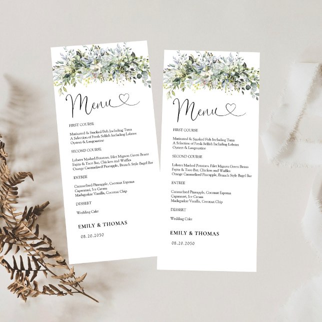 Greenery Floral Wedding Ceremony Menu (Creator Uploaded)
