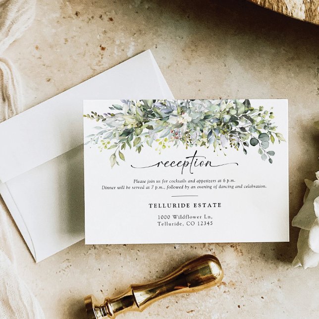 Greenery Floral Wedding Ceremony Reception Card (Creator Uploaded)