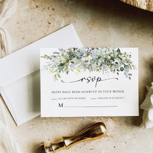 Greenery Floral Wedding Ceremony RSVP Card