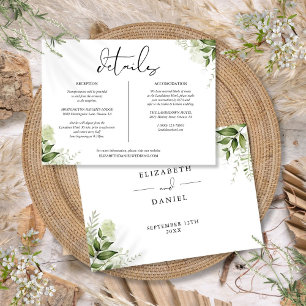 Greenery Floral Wedding Details Information Card