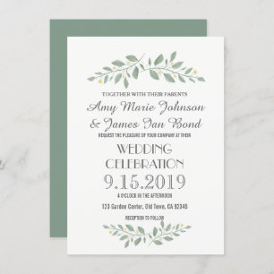 Greenery Floral Wedding Invitations