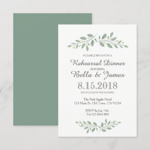 Greenery Floral Wedding Rehearsal Invite