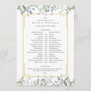 Greenery Floral Wedding Schedule Timeline Program