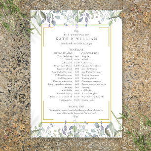 Greenery Floral Wedding Schedule Timeline Program