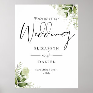 Greenery Floral Wedding Welcome Sign