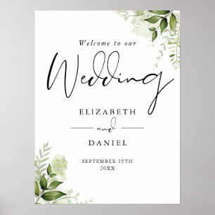 Greenery Floral Wedding Welcome Sign