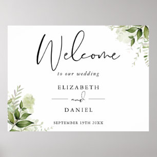 Greenery Floral Wedding Welcome Sign