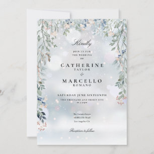 Greenery Floral Wildflowers Winter Wedding Invitation