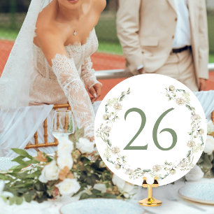Greenery Floral Wreath Wedding Circle Table Number