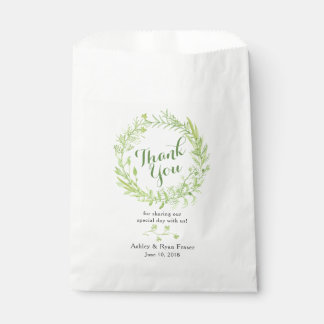 Greenery Floral Wreath Wedding Thank You Favour Bag