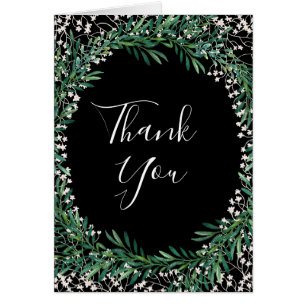 Greenery & Florets Watercolor Thank You Card