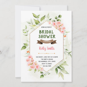 Greenery flower theme shower invitation