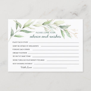Greenery foliage Advice & Wishes for New Mr & Mrs Invitation