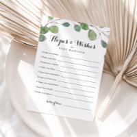 Greenery Foliage Baby Shower Hopes & Wishes Card