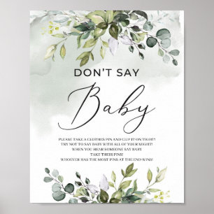 Greenery foliage boho don't say baby game sign