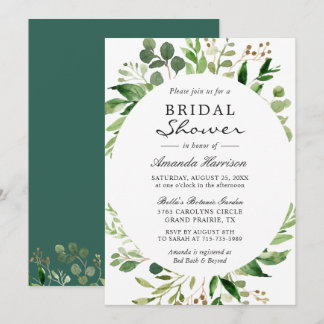 Greenery Foliage Bridal Shower Invitation
