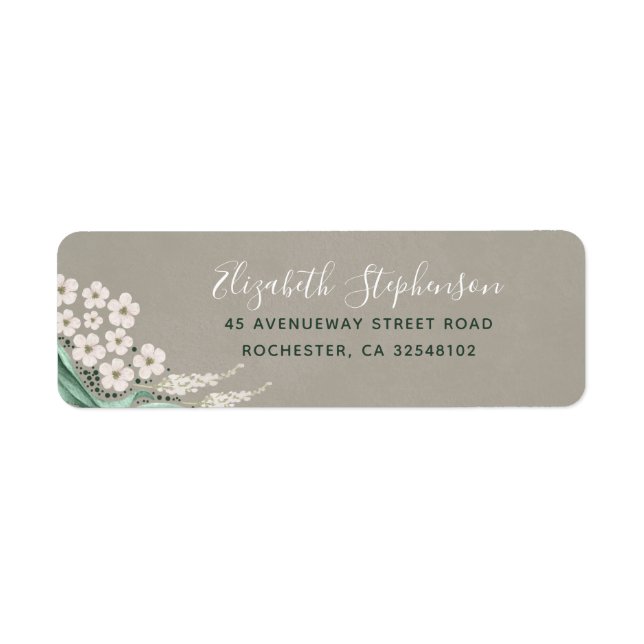 Greenery Foliage Elegant Return Address Label (Front)