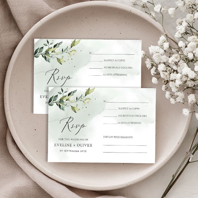 Greenery foliage eucalyptus leaves boho wedding RSVP card (Make responding to your wedding effortless with this Editable Watercolor Boho Eucalyptus Greenery Go)