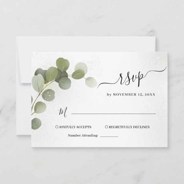 Greenery Foliage Eucalyptus RSVP Card (Front)