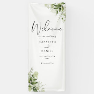 Greenery Foliage Floral Wedding Welcome Banner