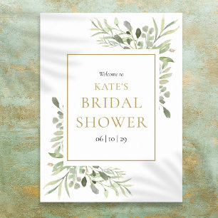 Greenery Foliage Gold Bridal Shower Welcome Poster