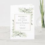 Greenery Foliage Gold Geometric Wedding Program<br><div class="desc">Featuring delicate watercolor greenery leaves,  this chic botanical folded wedding program can be personalised with your special wedding day information. Designed by Thisisnotme©</div>