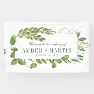 Greenery Foliage Leafy Wedding Banner