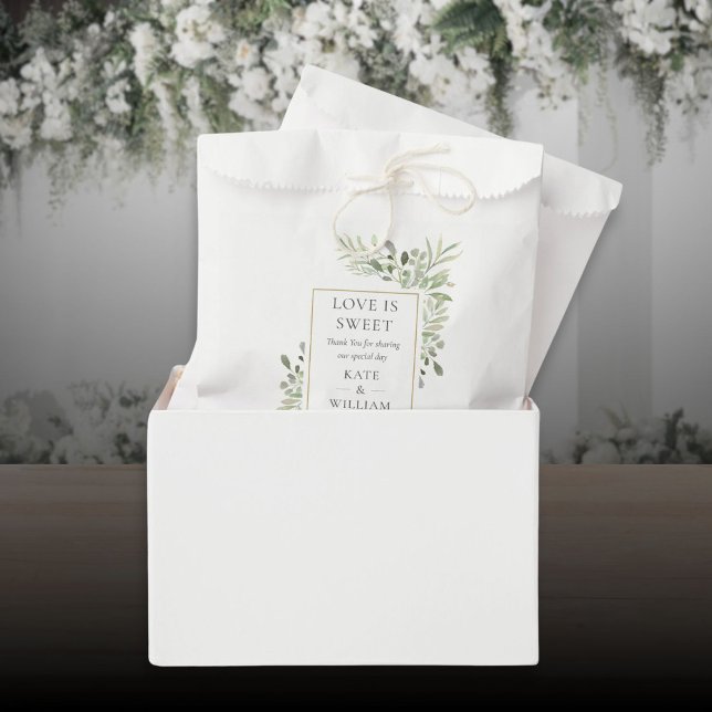 Greenery Foliage Love Is Sweet Wedding Favour Bag (Greenery Foliage Love Is Sweet Wedding Favor Bag)