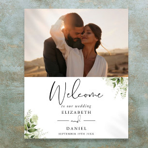 Greenery Foliage Photo Wedding Welcome Sign