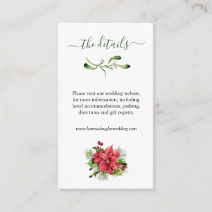 Greenery Foliage Poinsettia Wedding Details  Enclosure Card