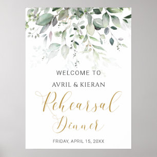 Greenery foliage Rehearsal Dinner Welcome Sign