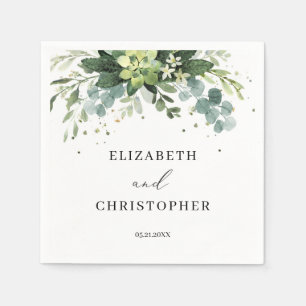 Greenery Foliage Succulent Wedding Napkins Boho