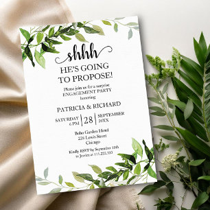 Greenery Foliage Surprise Engagement Party Invitation