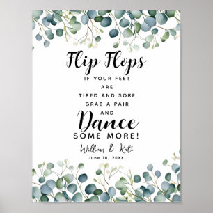 greenery foliage wedding flip flops wedding sign