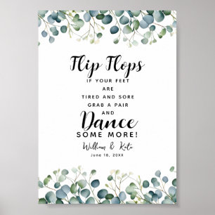 greenery foliage wedding flip flops wedding sign