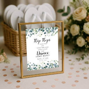 greenery foliage wedding flip flops wedding sign postcard