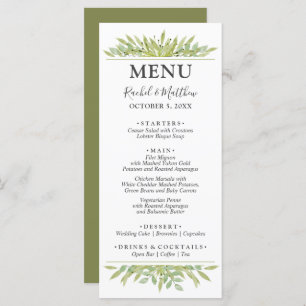 Greenery Foliage Wedding Menu