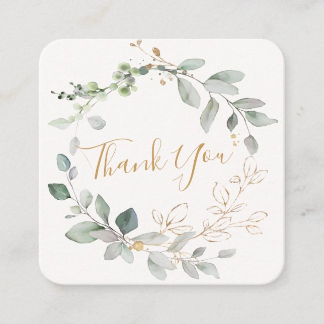 Greenery foliage Wedding Thank You Business card (Front)