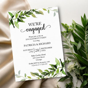 Greenery Foliage We're Engaged Engagement Party  Invitation